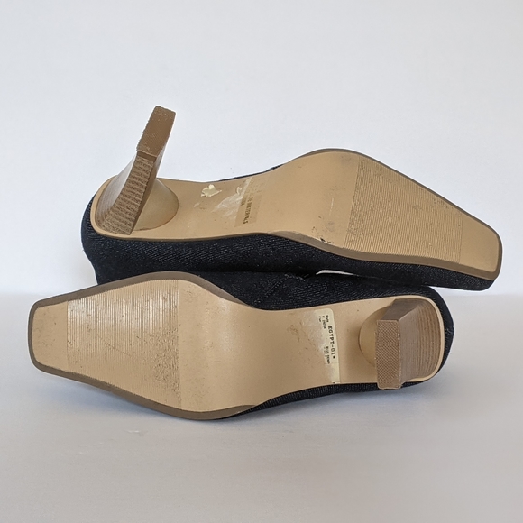 Vintage Y2K Splash Dark Blue Denim Heeled Booties Square Point Toe Boots Size 6 - Picture 7 of 9